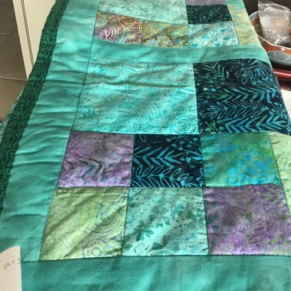 Handmade Quilt Beautiful Aqua Tones